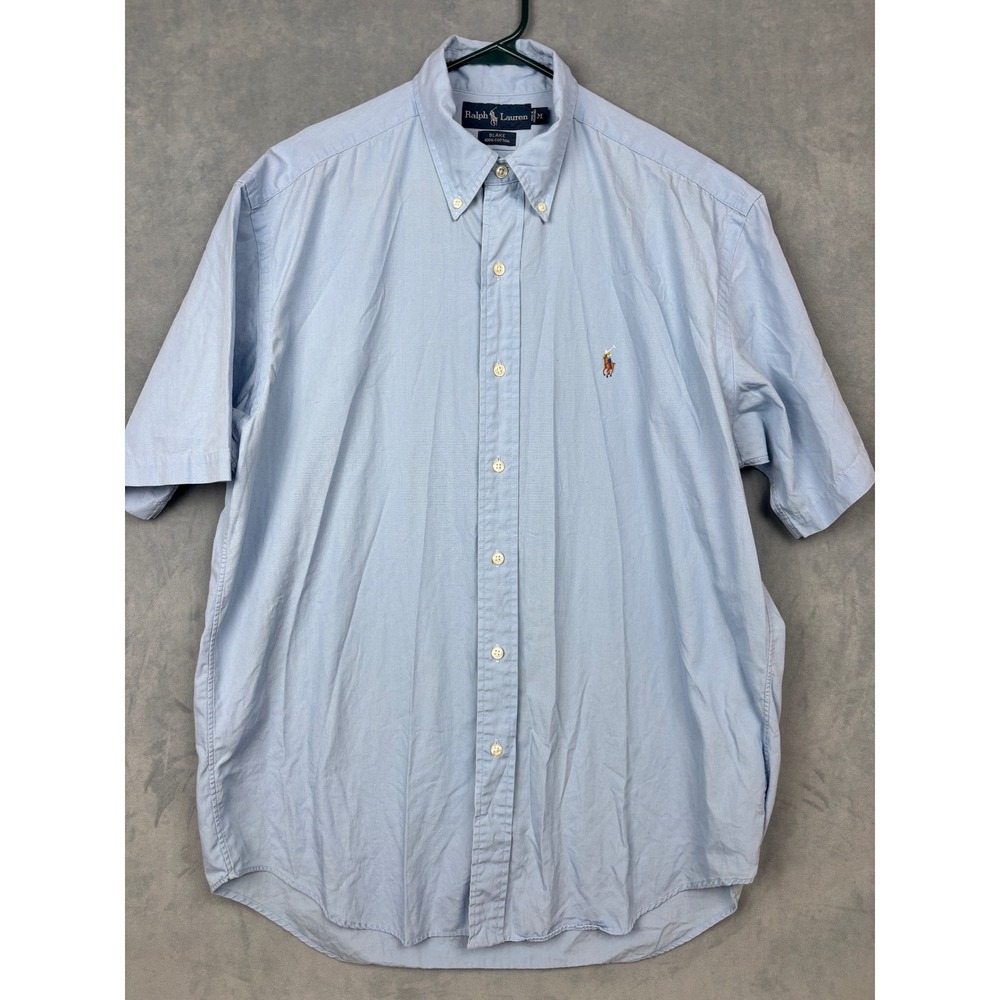 Polo Ralph Lauren Blake Shirt Mens Medium Blue Short Sleeve Cotton Button Down